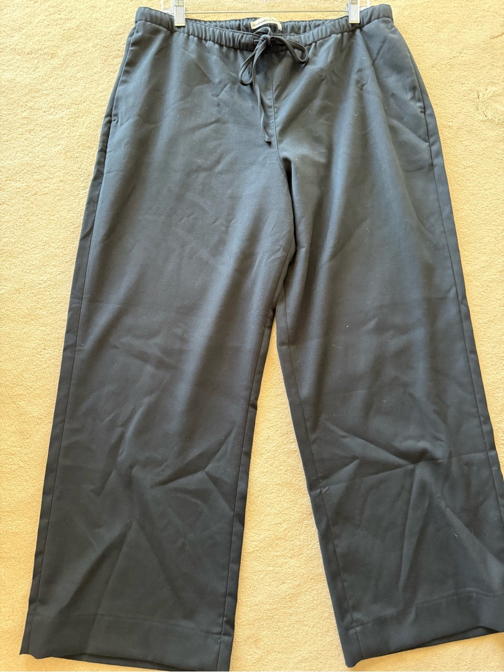 Abercrombie & Fitch Black Wide-Leg Drawstring Trousers